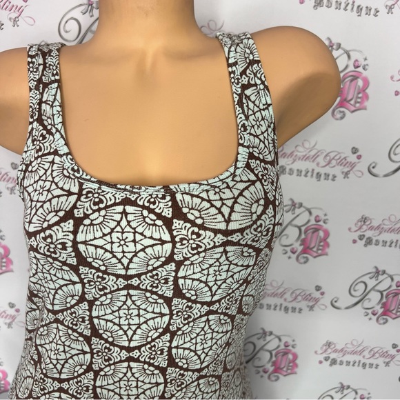 Eddie bauer tank top mint blue and brown printed boho bohemian pattern top - Picture 4 of 6